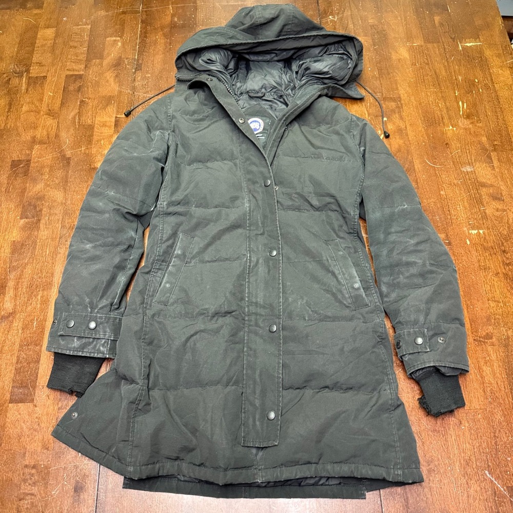 Canada Goose Shelburne Parka Women XS Black Quilted Down Hooded Jacket Read